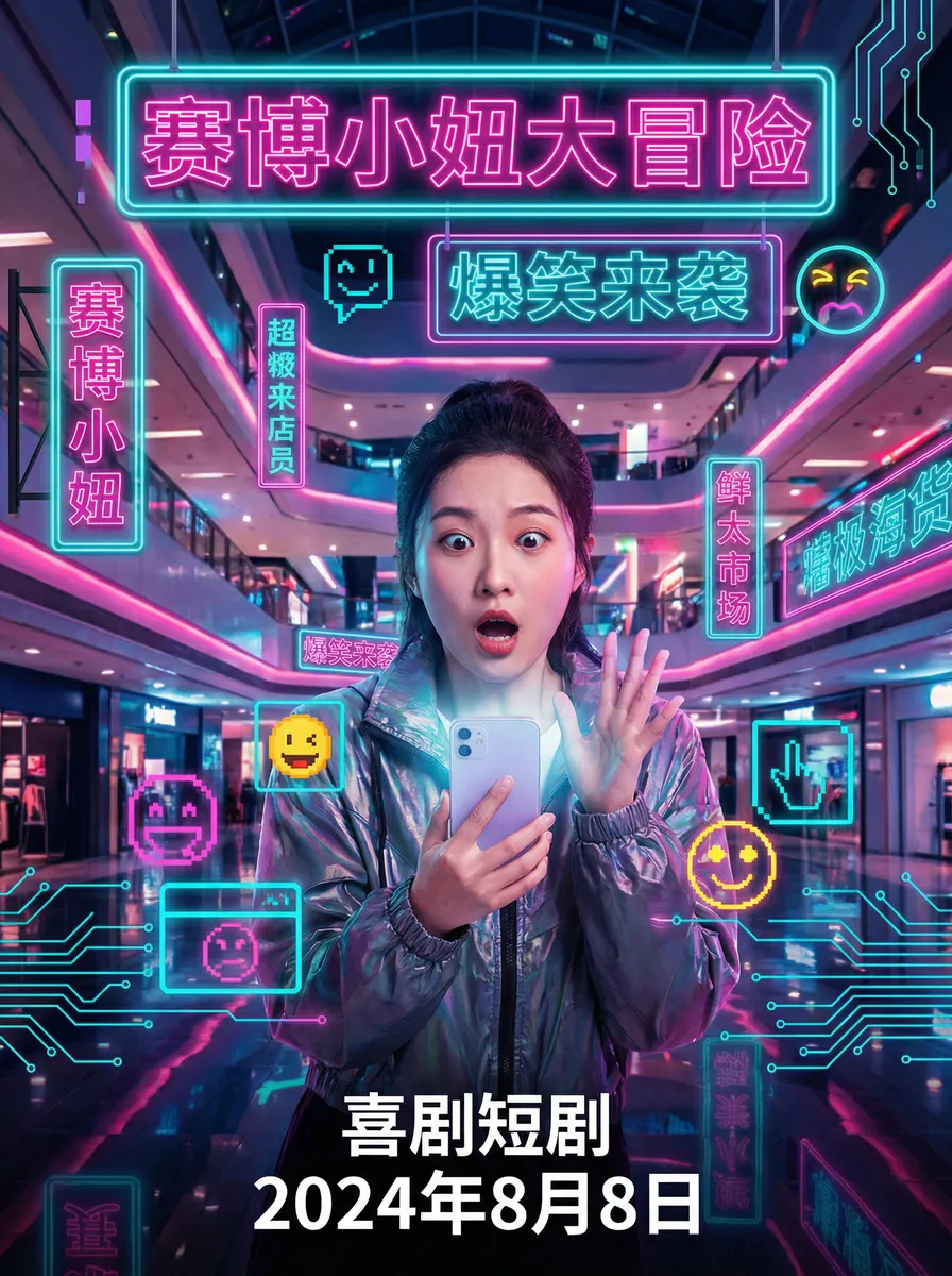 熟女社区 搞笑喜剧短剧 - 赛博小妞大冒险海报